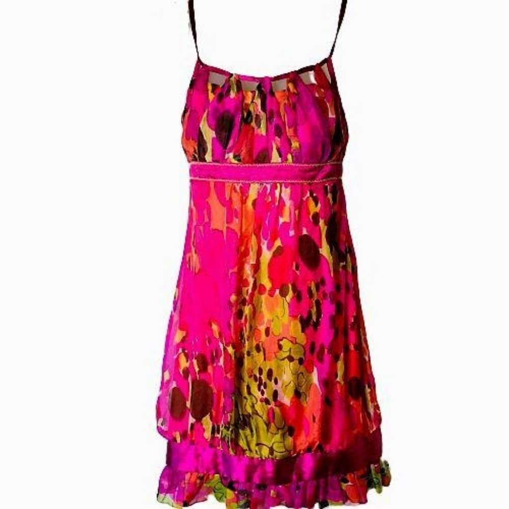 Sue Wong Sz 6 Watercolor Design Lined Empire Waist